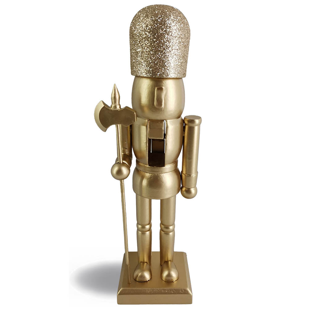 Minimalist Golden Trendy Soldier Nutcracker with Sword 10 inch