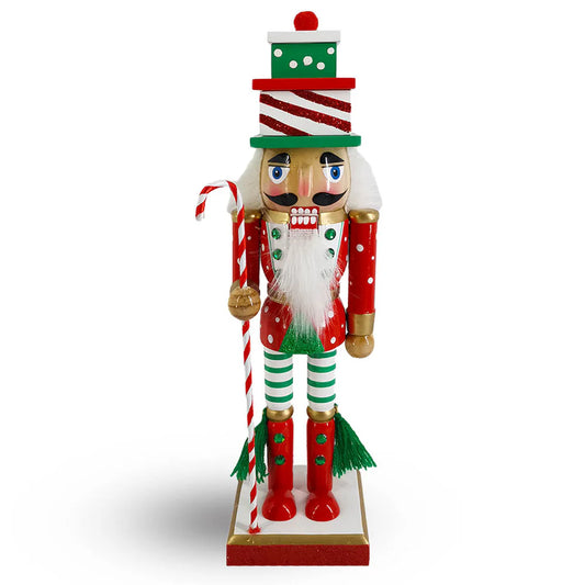 Candy Cane Christmas Nutcracker Red and Green, 10 inch