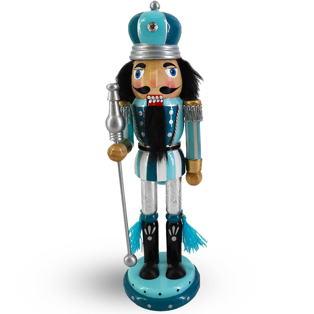 King Nutcracker Two Tone Blue Turquoise with Crown 10 inch