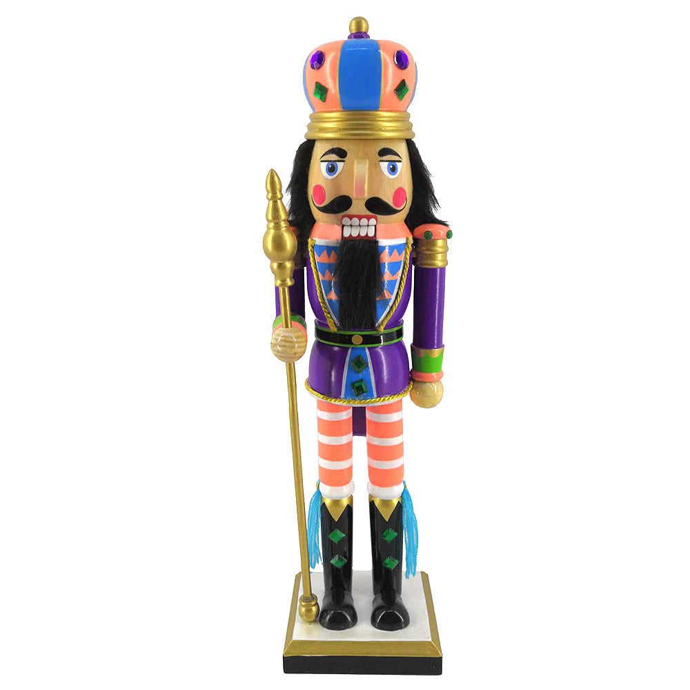 Funky King Nutcracker in Purple Jacket with Crown 14 Inch