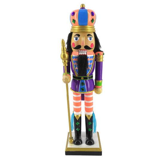 Funky King Nutcracker in Purple Jacket with Crown 14 Inch