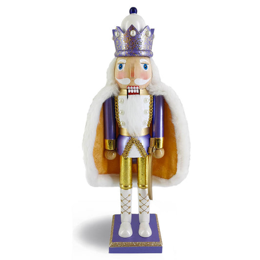 King Nutcracker Periwinkle Gold with Cape and Crown, 15 Inch