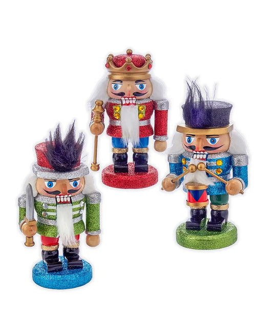 5" Wooden Red, Green and Blue Chubby Nutcrackers, Assorted